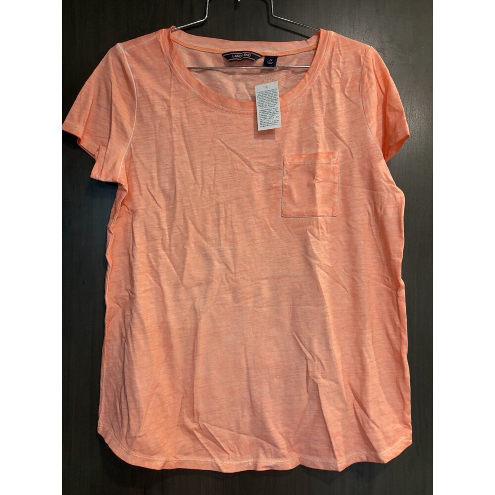 Lands End Jersey Pocket Tee Pink Flamingo Size Small